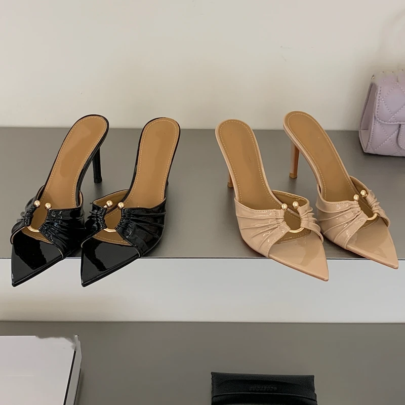 

New Summer Women's High-Heel Slides Stylish, Minimalist, Pointed-Toe, Open-Toe, Single-Strap, Elegant High-Heel Sandals