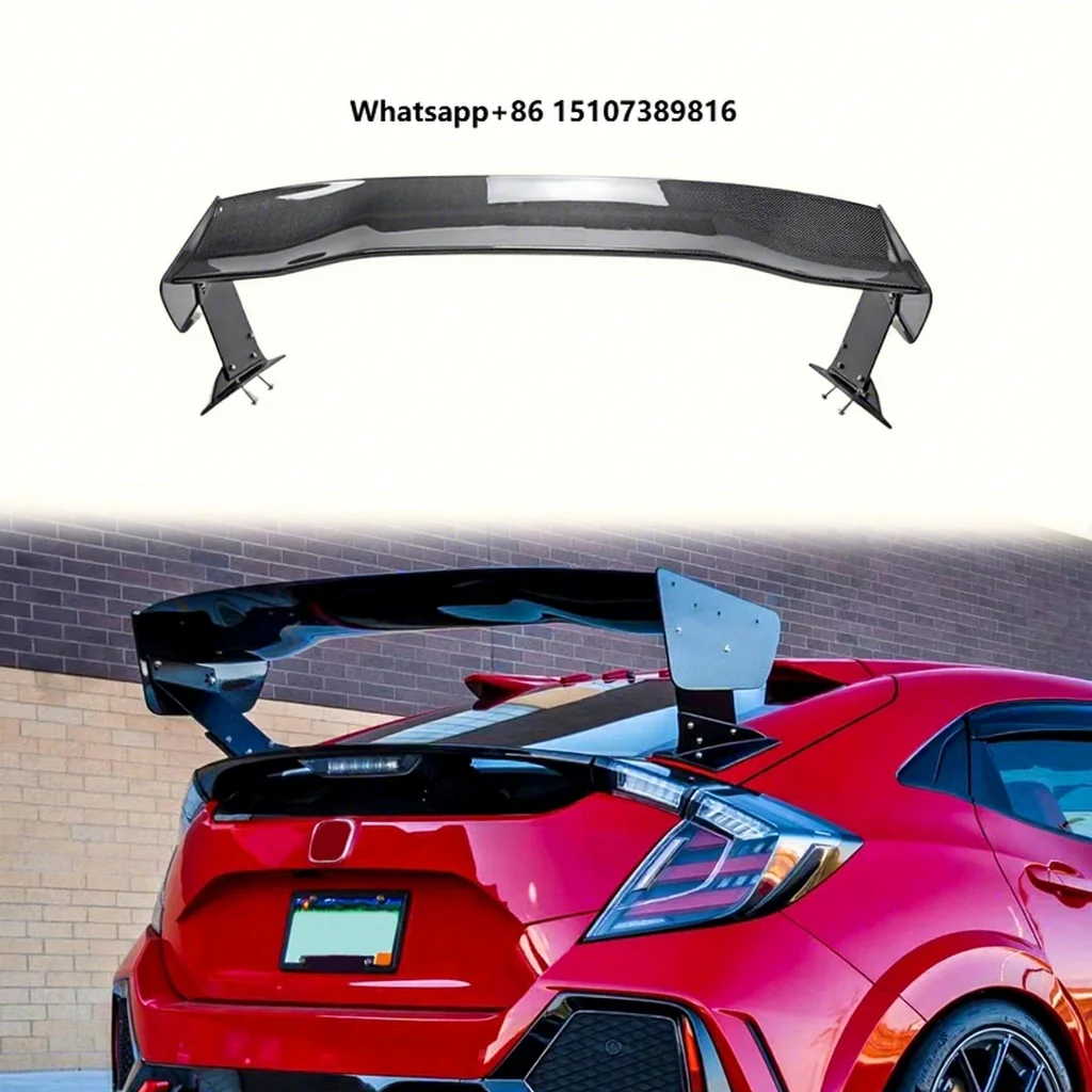 For Carbon Fiber FK7 FK8 VTX2V Type  Rear GT Spoiler (Dry Carbon Legs) High Quality