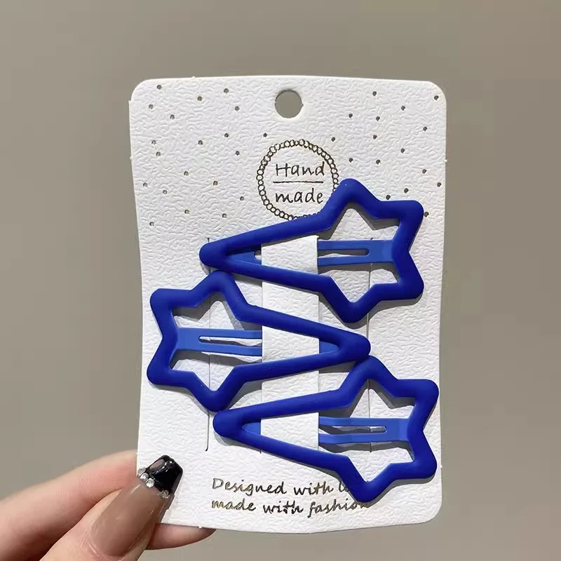 Picture 4: 3PC Royal Blue Baby Hair Drop Clips for Girls Basic Snap Hair Clamp Star Hairpin BB Barrette Spring Autumn Kids Hair Accessories