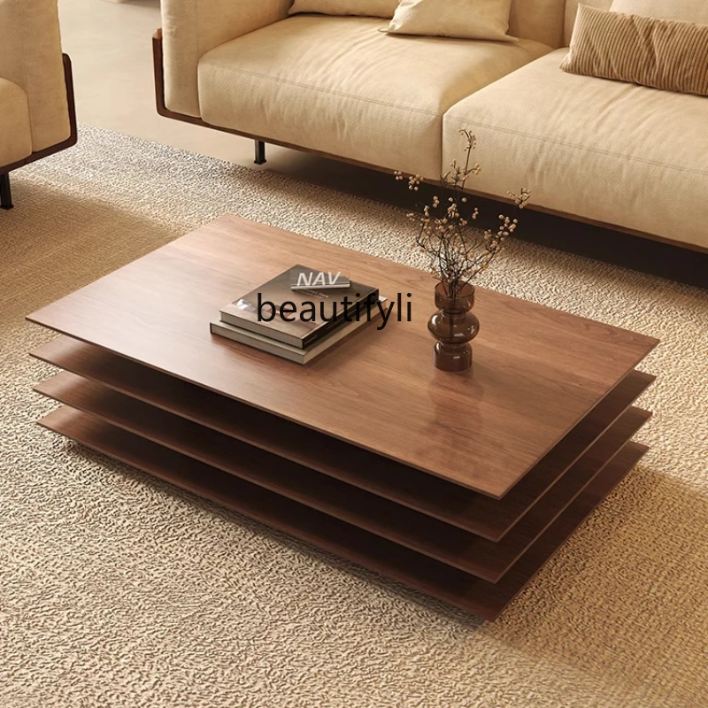 

Walnut color coffee table small apartment living room household Japanese rectangular coffee table