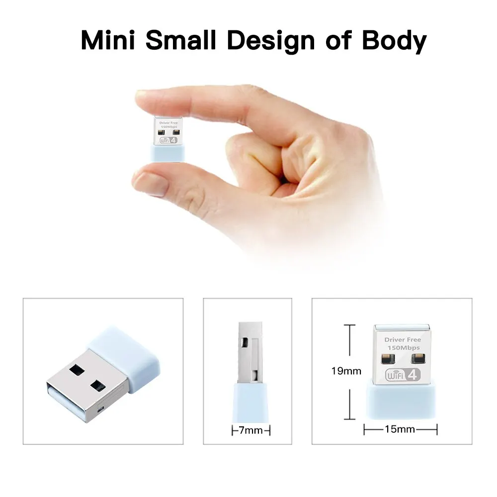 FENVI 150M Mini USB WiFi Adapter 2.4Ghz USB Receiver Dongle Portable Wireless Network Card Adapter For Desktop Laptop Win 10/11