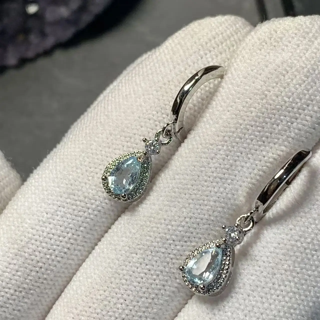 HEYYA STONE Natural Blue Topaz Hoop Earrings For Women Earrings Simple Fine Jewelry Stone Gemstone Classic Style Fine Gift