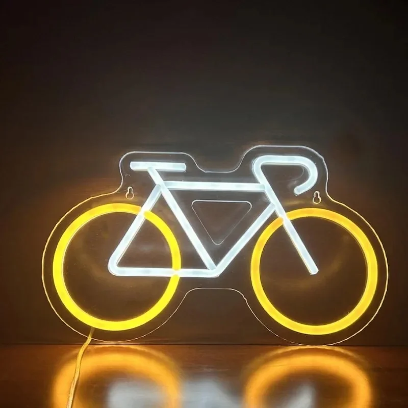 自転車ledネオンサイン-壁とテーブルの装飾-ライトアップアートワーク-ホームバー-ジム用-多色照明付き自転車モチーフ