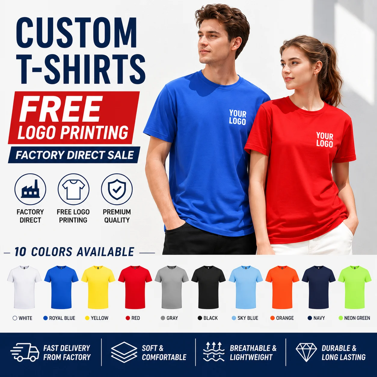 Birthday party T-shirt - Custom logo moisture-wicking T-shirt, with logo on the fabric, cultural customization service