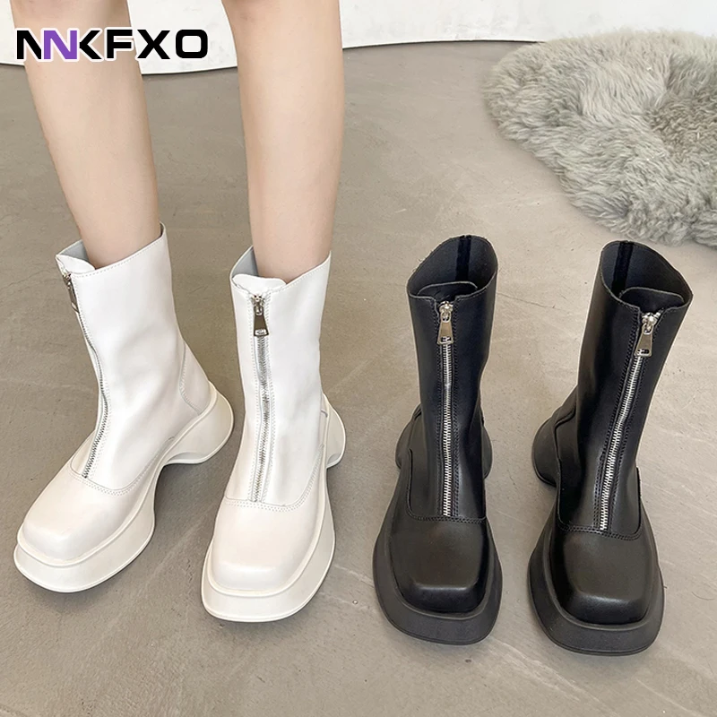 

New winter Soft Leather Women Ankle Boots Ladies Round Toe Non Slip Shoe Female Fashion Front Zipper Beige Black Botas vc4498