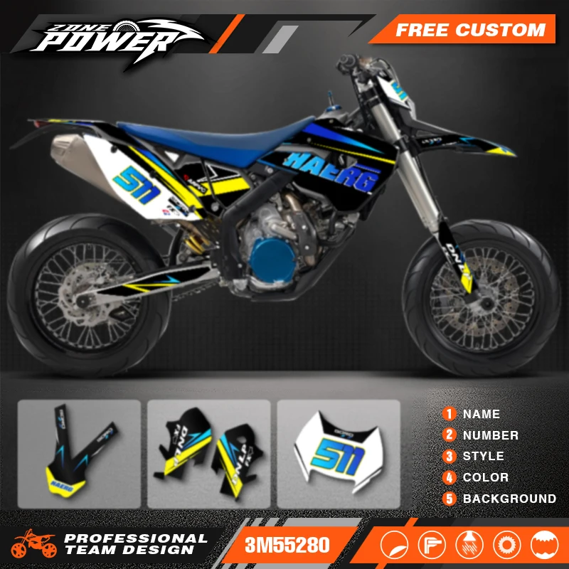 Powerzone Motorcycle Graphics Decals Sticker Kits for HUSABERG TE FE 2009 2010 2011 2012 Background Custom Number Name 04