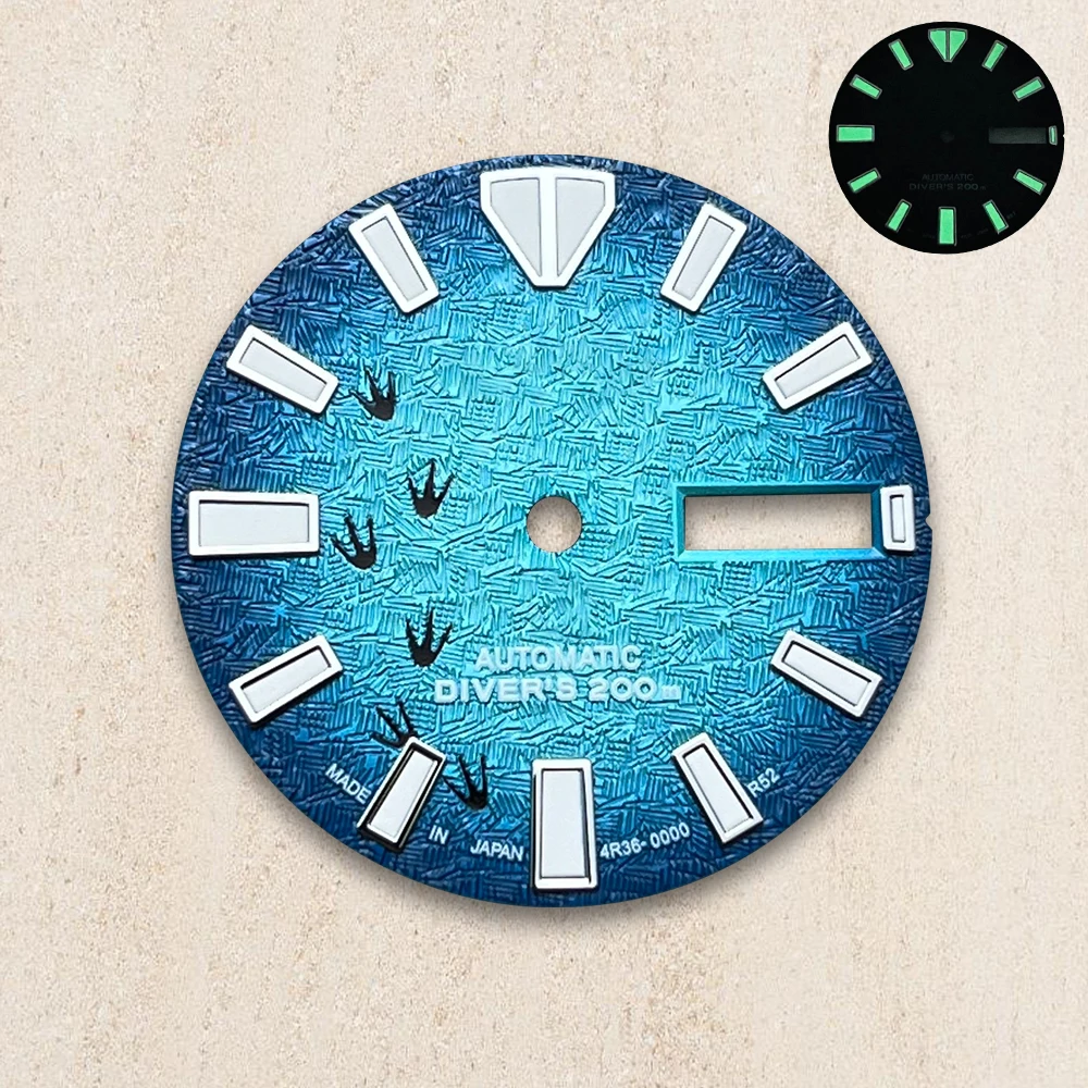 28.5mm S Logo Dial Suitable For NH35/NH36/4R/7S Japanese Automatic Movement Green Luminous