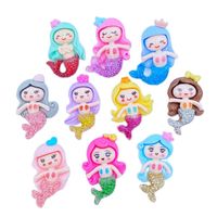 10Pcs Lovely Mermaid Princess Flat back Resin Cabochon Scrapbooking Craft DIY Hair Bows Accessories Phone Case Decoration Q13