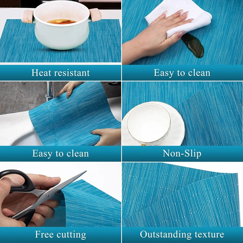 1/4/10Pcs PVC Table Mat Gift Set Color Block Dining Placemats 30x45cm Coasters Napperon Tapete De Lugar for Bar Tapete De Lugar