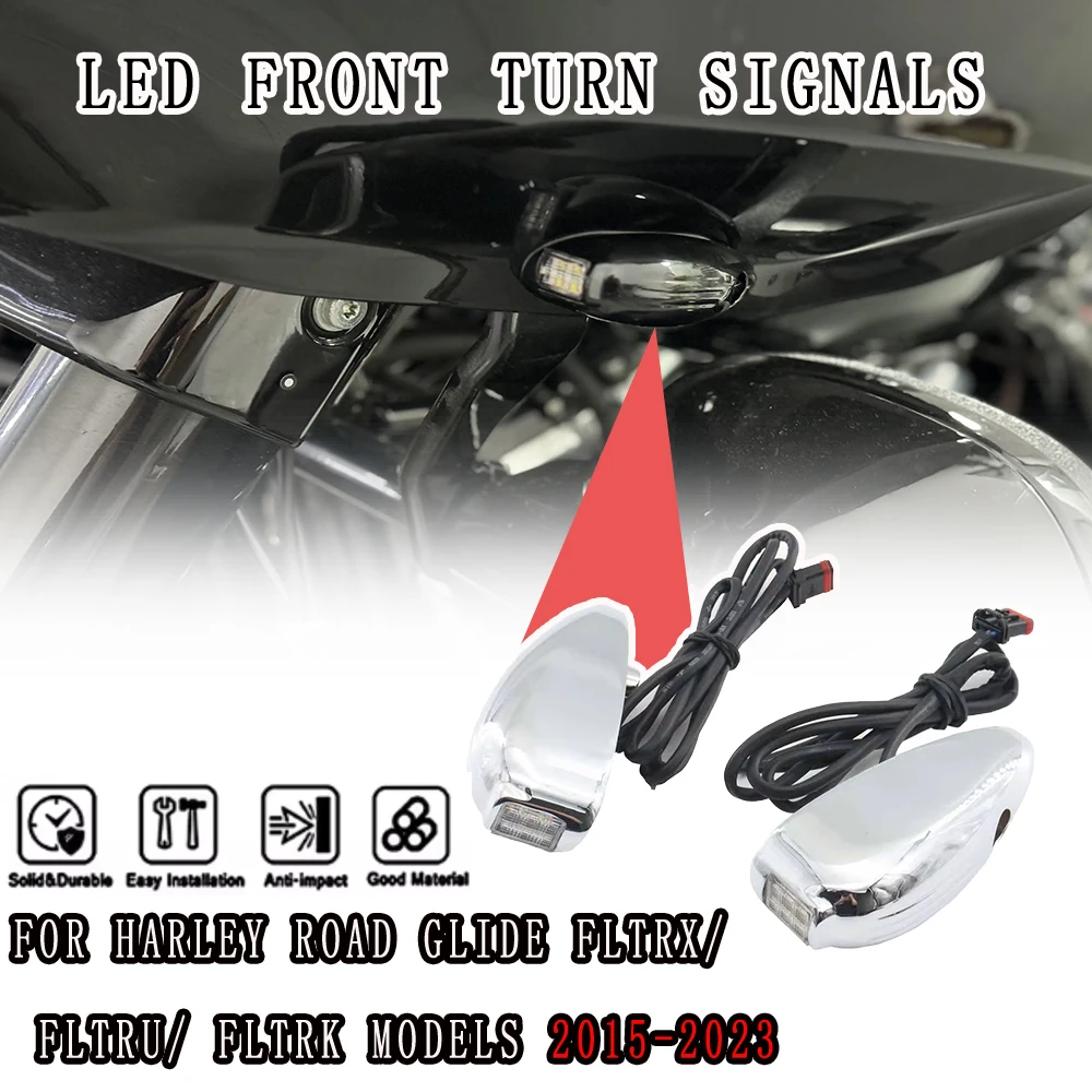 

Для Harley Road Glide FLTRX/FLTRU/FLTRK 2015-2023 новый мотоцикл передний светодиодный указатель поворота ходовые огни аксессуары для мотоциклов