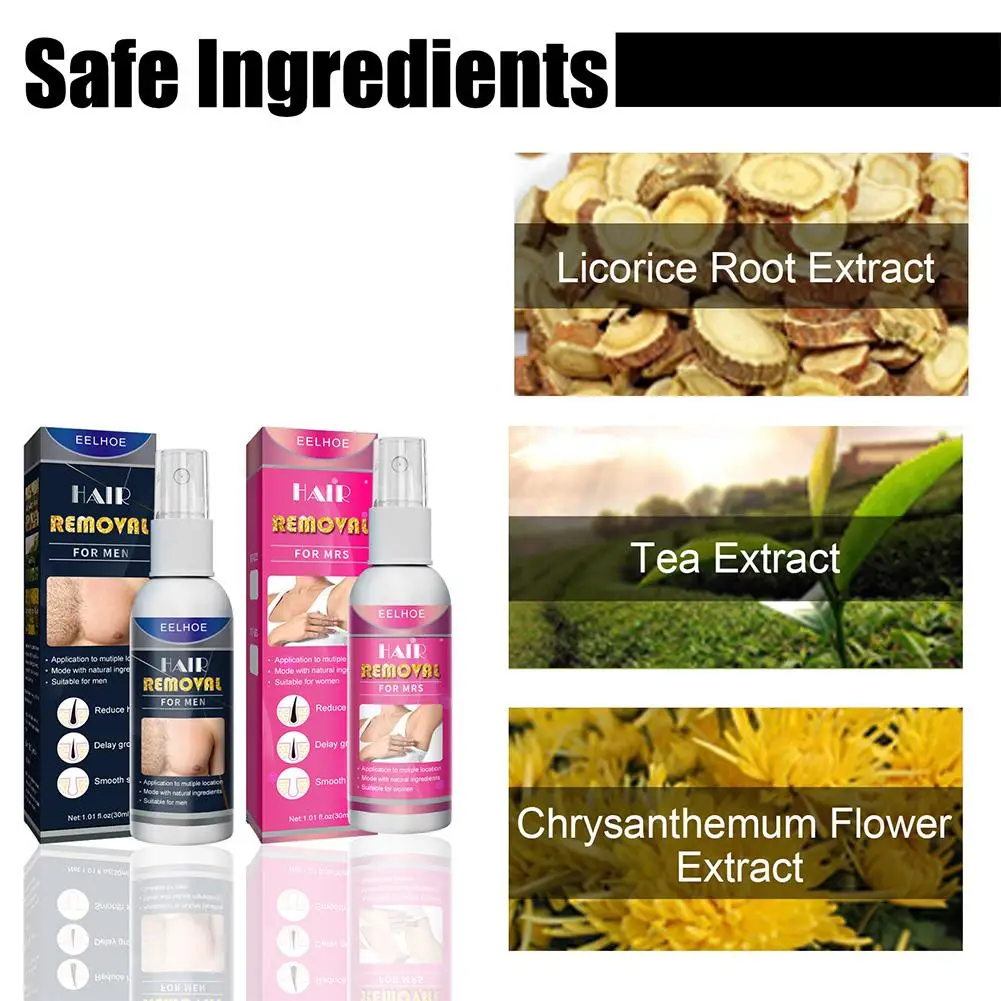 2pcs Fast Hair Removal Spray Painless Hair Growth Inhibitor Leg Arm Armpit Permanent Depilatory For Women Men Skin Silky Smooth