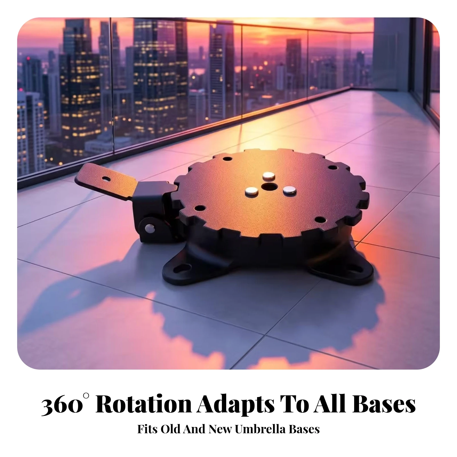 Rotating Umbrella Base Heavy Duty Patio Umbrella Base Weather Resistant Bolt Holes Outdoor Furniture Accessory