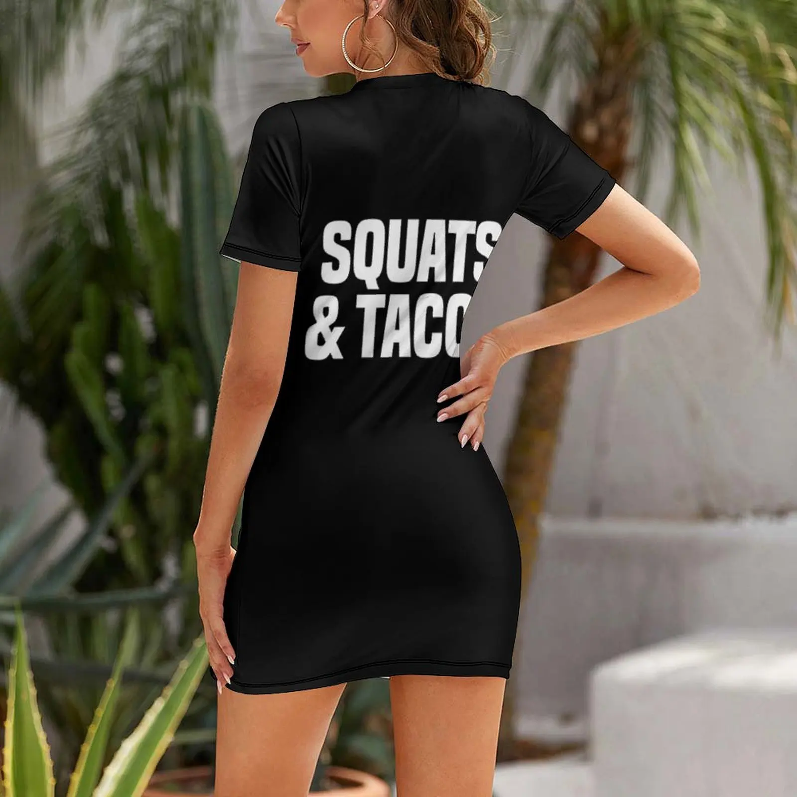 Squats And Tacos - Funny Taco Workout Shirt - 파워리프팅 반팔 드레스 파티 드레스 여성 드레스 한국 스타일 드레스
