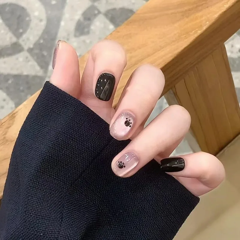 

Handmade Square Press Ons Nails Acrylic Short Nail Tips False Nails Ready-made Artificial Self-nail with Box and Tools Removable