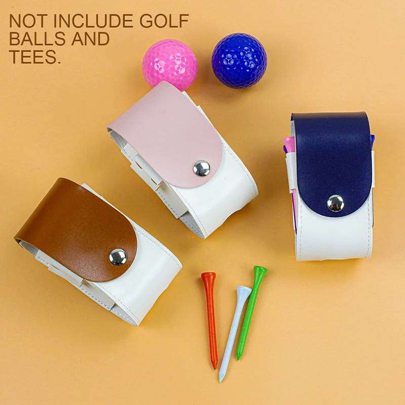 Mini Golf Ball Bag Leather Golf Tee Bag Pouch Portable Pocket Hang on Waist Belt Tee Holder Golf Accessories