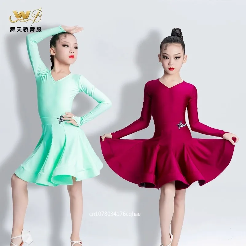 

Children'S National Standard Ballroom Dance Dresses Girls Latin Dance Competition Clothes Kids Performance Costume