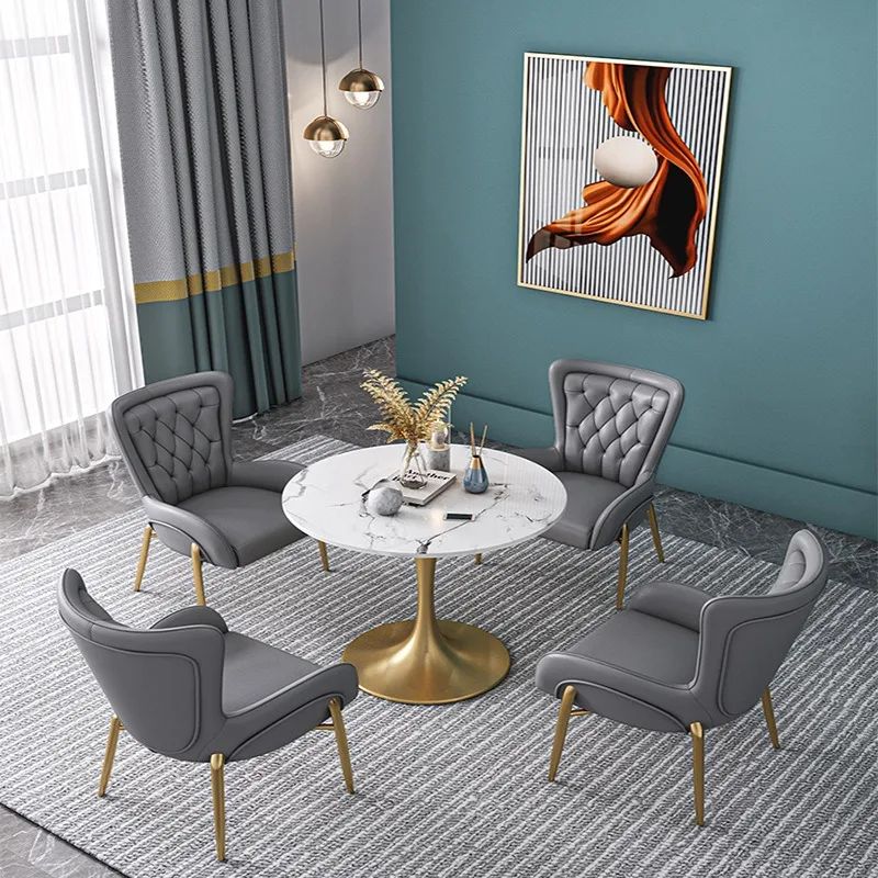 مطعم فاخر خفيف غير رسمي طاولة مستديرة الإنترنت المشاهير الحليب الشاي مقهى طاولة واحدة أربعة كراسي المبيعات #5