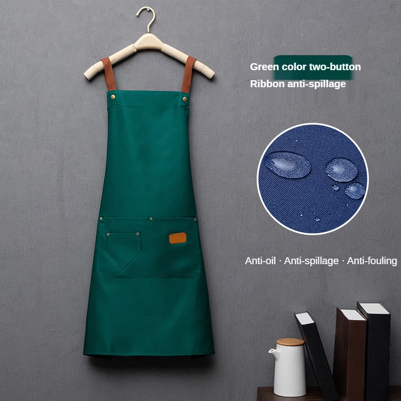 Angepasst Stickerei Druck Logo Unterschrift Wasserdichte Küche Schürzen Hause Chef Backen Kleidung Mit Taschen Erwachsene Lätzchen Taille Tasche