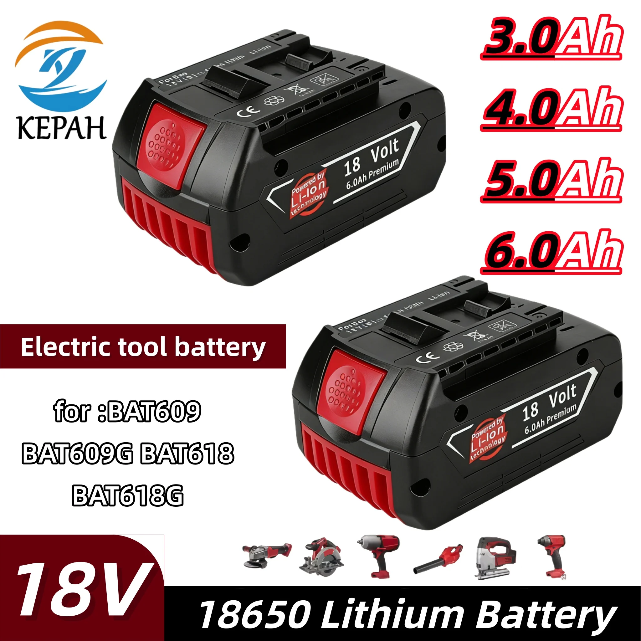 

18V Drill Replacement Battery｜3.0-6.0Ah Compatible with BAT609/BAT618 Series