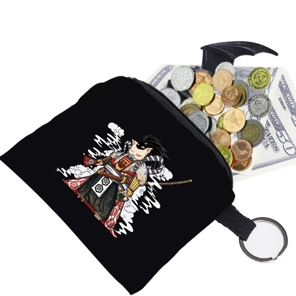 

Woman Wallet Canvas Purse Card Key Purse Pouch Children Organizer Bag Zipper Coin Purse Card Holder Samurai Pattern Series