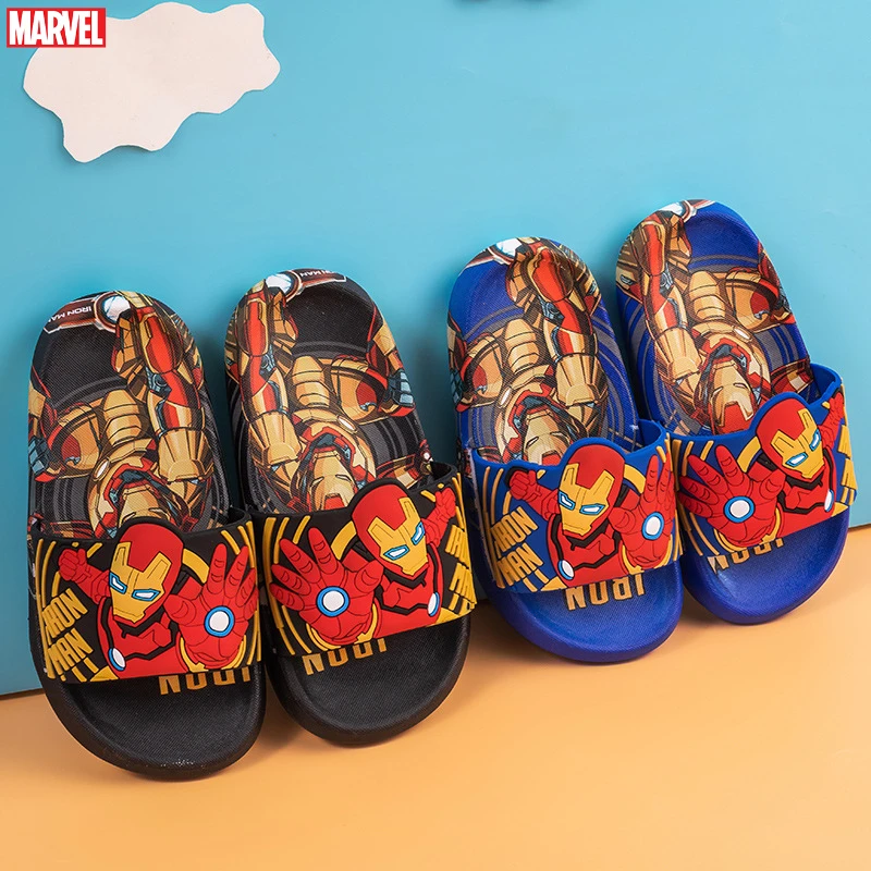 Marvel Anime Movies Children Slippers Avengers Boy Girl SpiderMan Iron Man Captain America Summer Beach Indoor Shoes Home Sandal