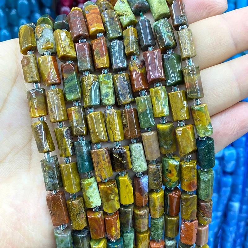 7-8mm Natural Stone Irregular Cylinder Citrine Amazonite Labradorite Spacer Beads for Jewelry Making Diy Bracelet Accessories