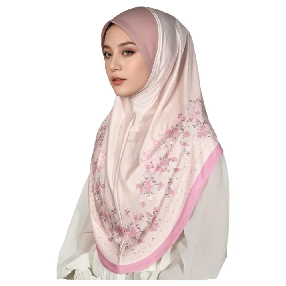 

Breathable Eid Al-Fitr Long Floral Turban Multiple Colors Adjustable Printed Arab Lady Headscarf Long Versatile Hijab Head Wrap
