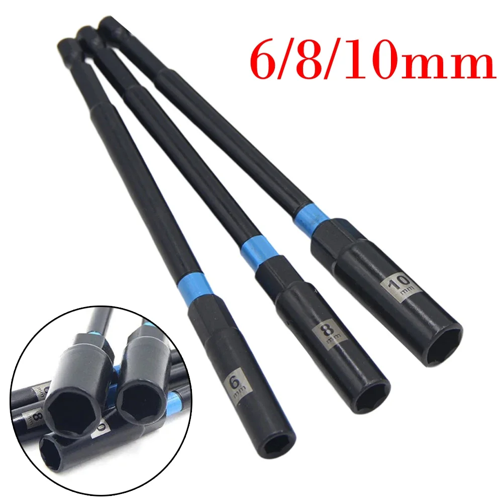 

3pcs 6/8/10mm Hex Socket Nut Driver Set Socket Adapter Wrench Extension Sleeve For Woodworking Power Tool Parts