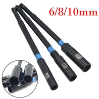 3pcs 6/8/10mm Hex Socket Nut Driver Set Socket Adapter Wrench Extension Sleeve For Woodworking Power Tool Parts