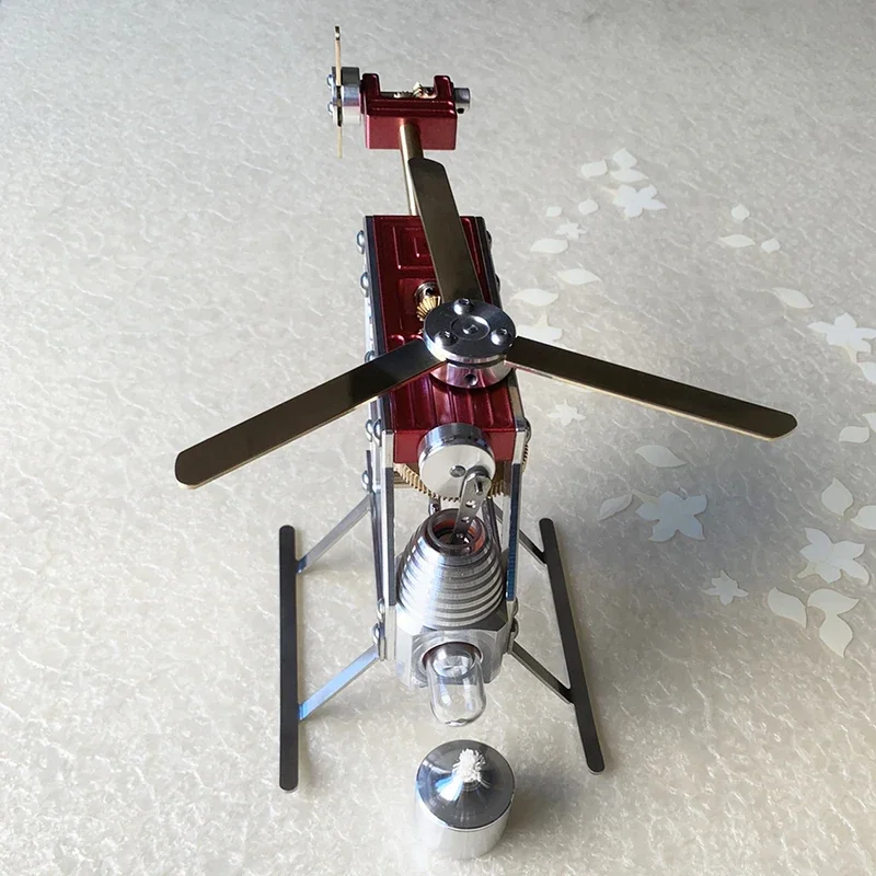 Y-vorm Mini Helikopter Modelbouwpakket voor volwassenen Metalen hetelucht Stirlingmotor Aangedreven motorgenerator Kindercadeau