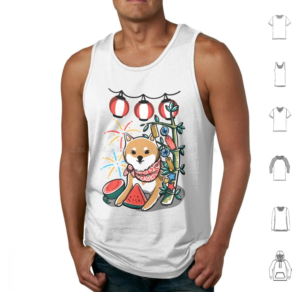 Matsuri Inu Tank Tops Print Cotton Inu Dog Shiba Akita Pet Dogs Kawaii Cute Original Japan Japanese Pop Culture