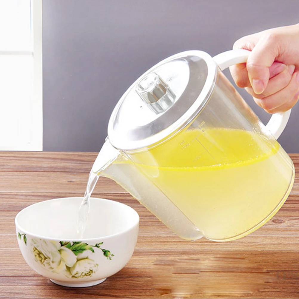 

1pc Premium Oil Separation Jug Filtering Soup Pot Strainer Measuring with Scale Markings Microwave Refrigerator for Kitchen