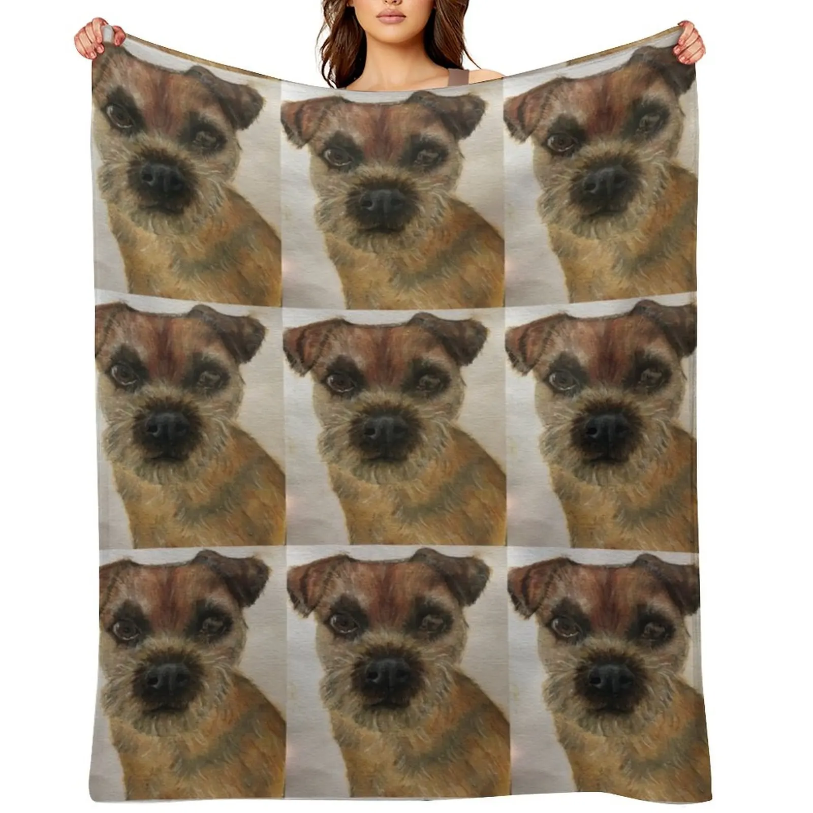 Hand painted border terrier Throw Blanket decorative For Baby valentine gift ideas Flannel Fabric Blankets