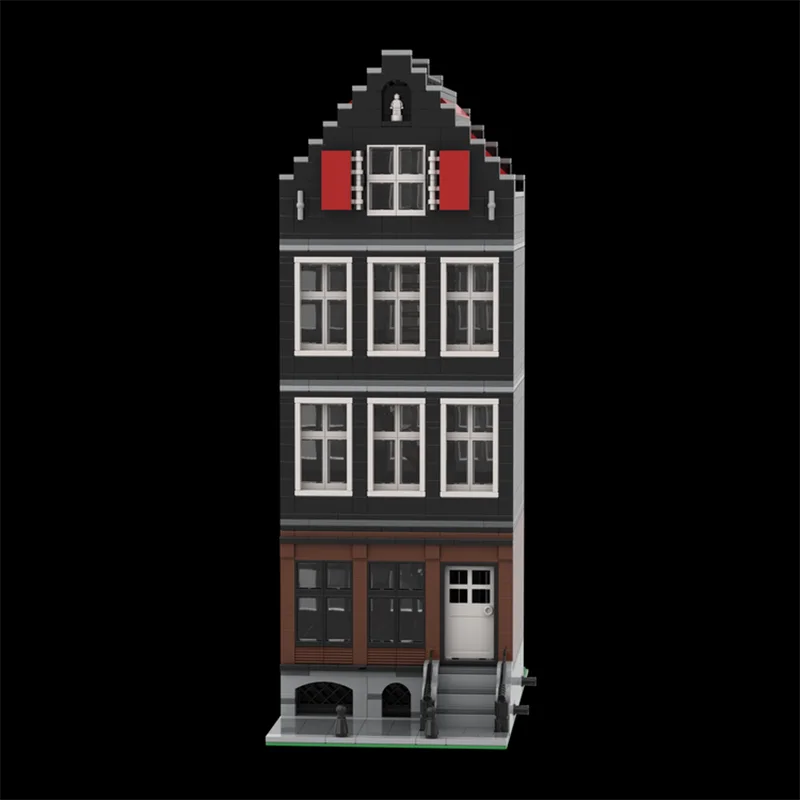 Cidade rua vista modelo moc tijolos de construção amsterdam canal casa modelo tecnologia blocos presente brinquedo natal diy montagem