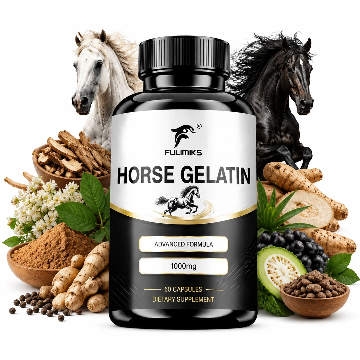 High Purity Horse Gelatin Collagen Supplement, Support Anti-Aging Nourish Skin Hair Nails, Joint Bone Health, Energy & Immune