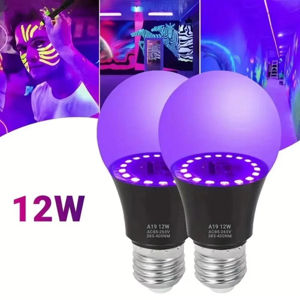 

F5 12W UV Purple LED Light Bulb AC 85-265V Purple Transparent Cover Hotel Party Ghost Home Fluorescent Atmosphere Decor Light