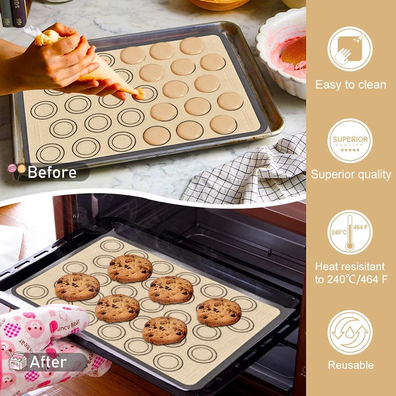 Silicone Macaron Baking mat With 6 Pastry Nozzles, Piping Bags with Bag Tie  Cake Decorating Tool