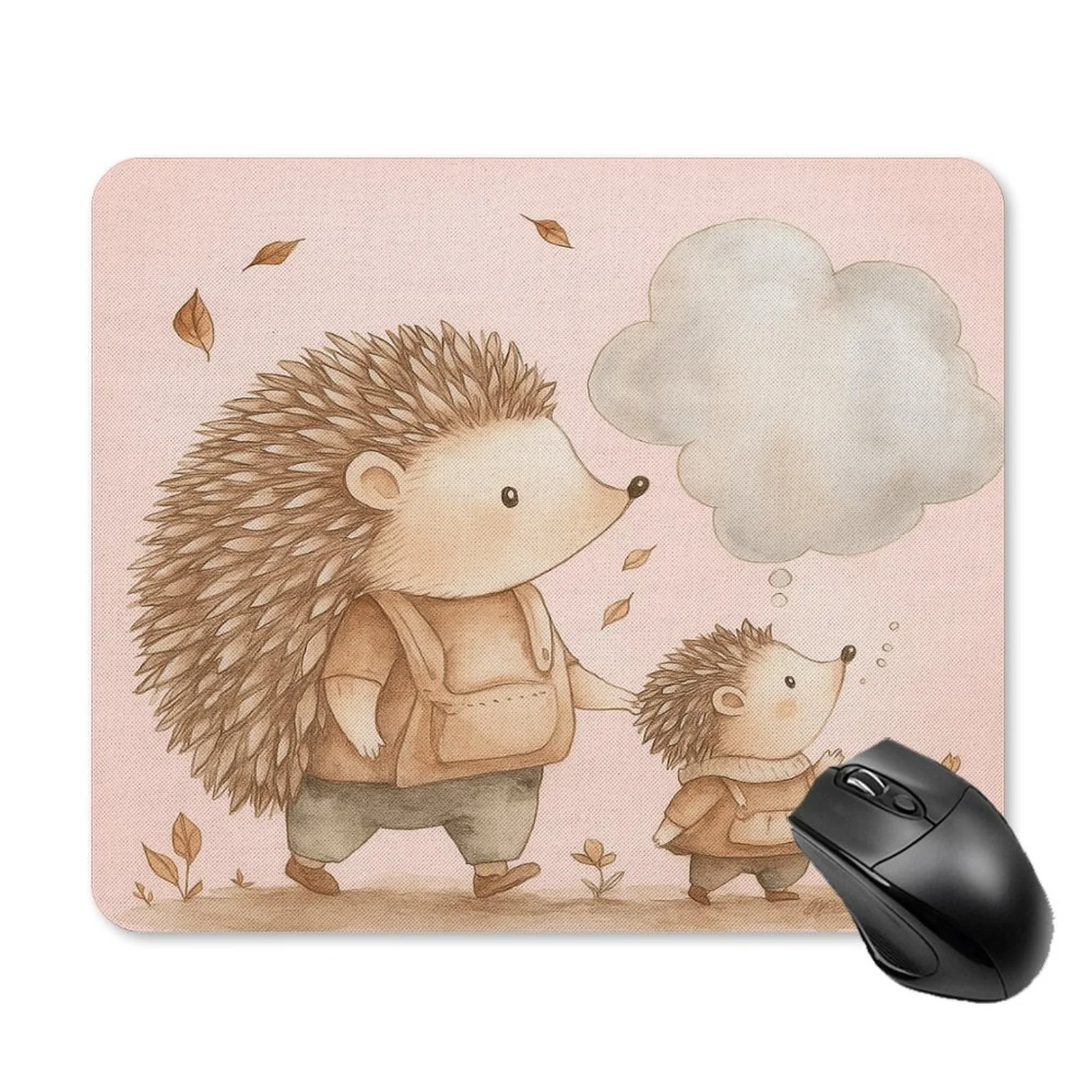 Hedgehog Family Design Mousepad, high-quality anti-slip rubber, ultra-thin, small-sized desktop pad, durable and of high quality