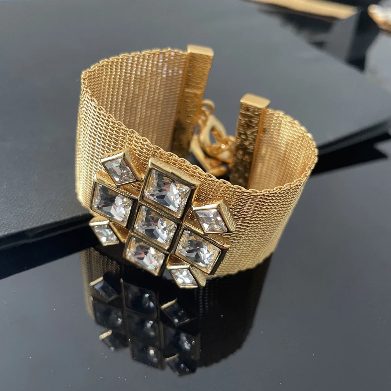 

Винтажный дизайнерский бренд, широкое ожерелье с золотыми кристаллами, браслет для женщин, ювелирный бутик высшего качества, тренд