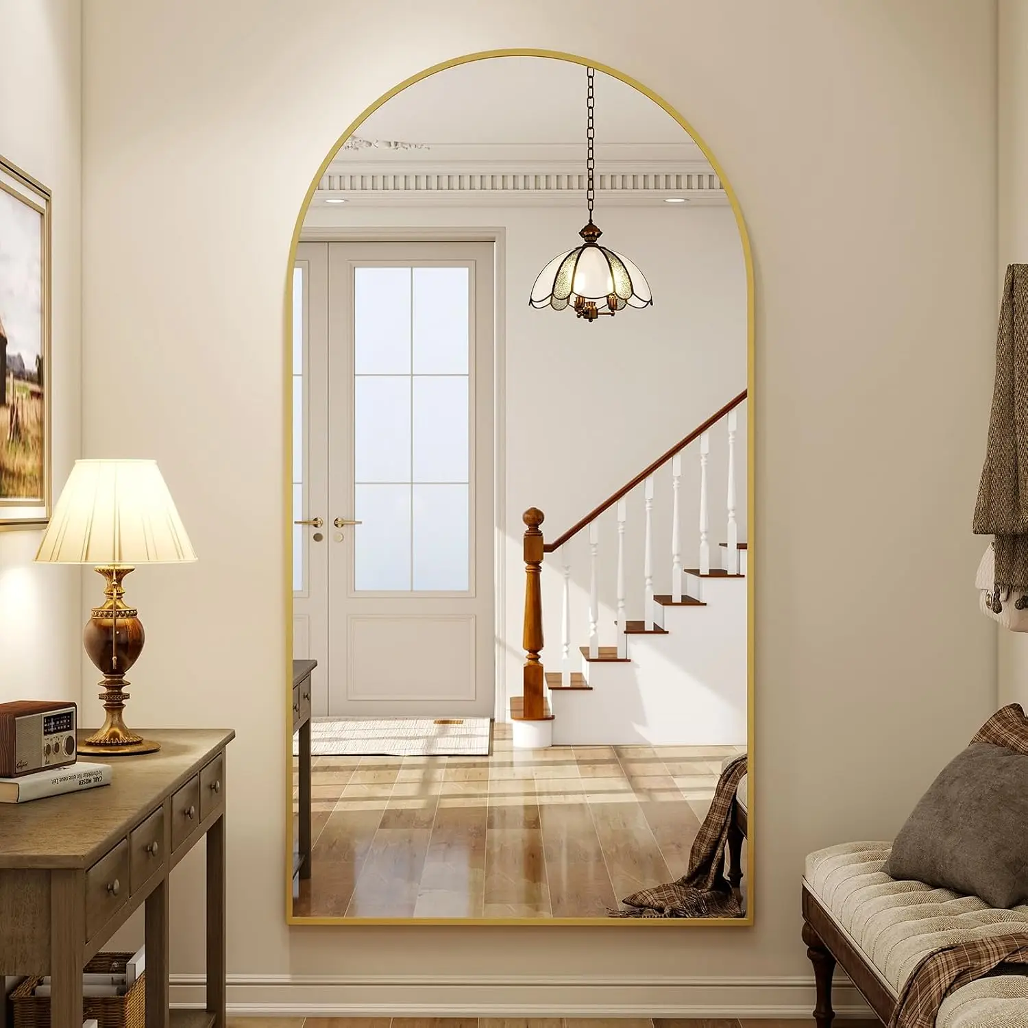86 Inch 40 Inch Oversized Full Length Arched Mirror Aluminum Frame Full Body Mirror Floor Standing Leaning Hanging Bedroom Livin
