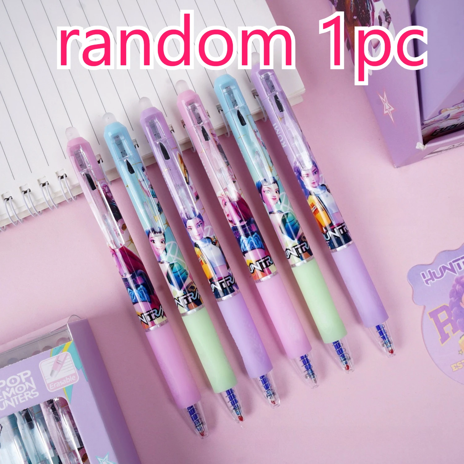 Anime Gilrs Lumi Mila Zoi Hunters Theme löschbare Gelstifte, einziehbar, schwarz, blau, Schulschreibwaren, Geschenke für Schüler und Kinder