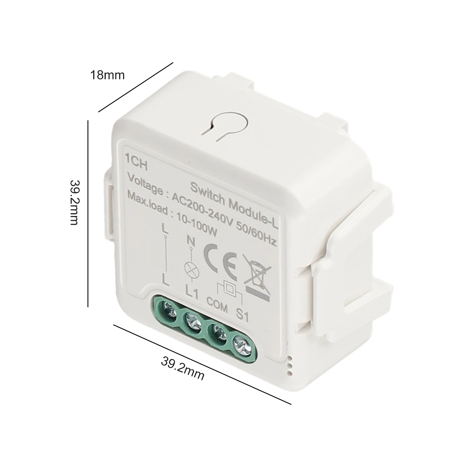 39.2 X 39.2 X 18 Mm Smart Light Switch Energy Saving Switch Multiple Gang Options ABS Material Lighting Automation
