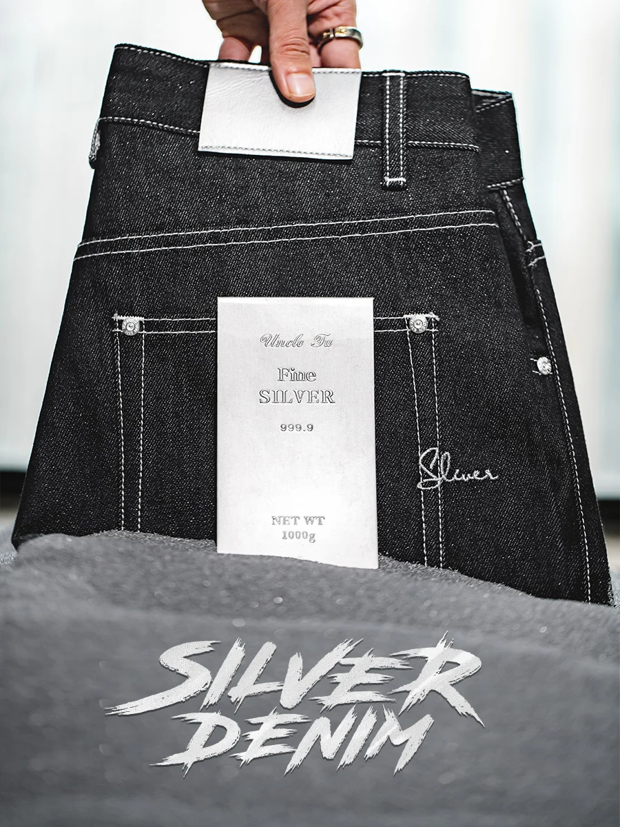

Maden American Retro Silver Bull Denim Ear Jeans Men's Straight Leg Long Pants Autumn Wear Casual Cotton Polyester Blend