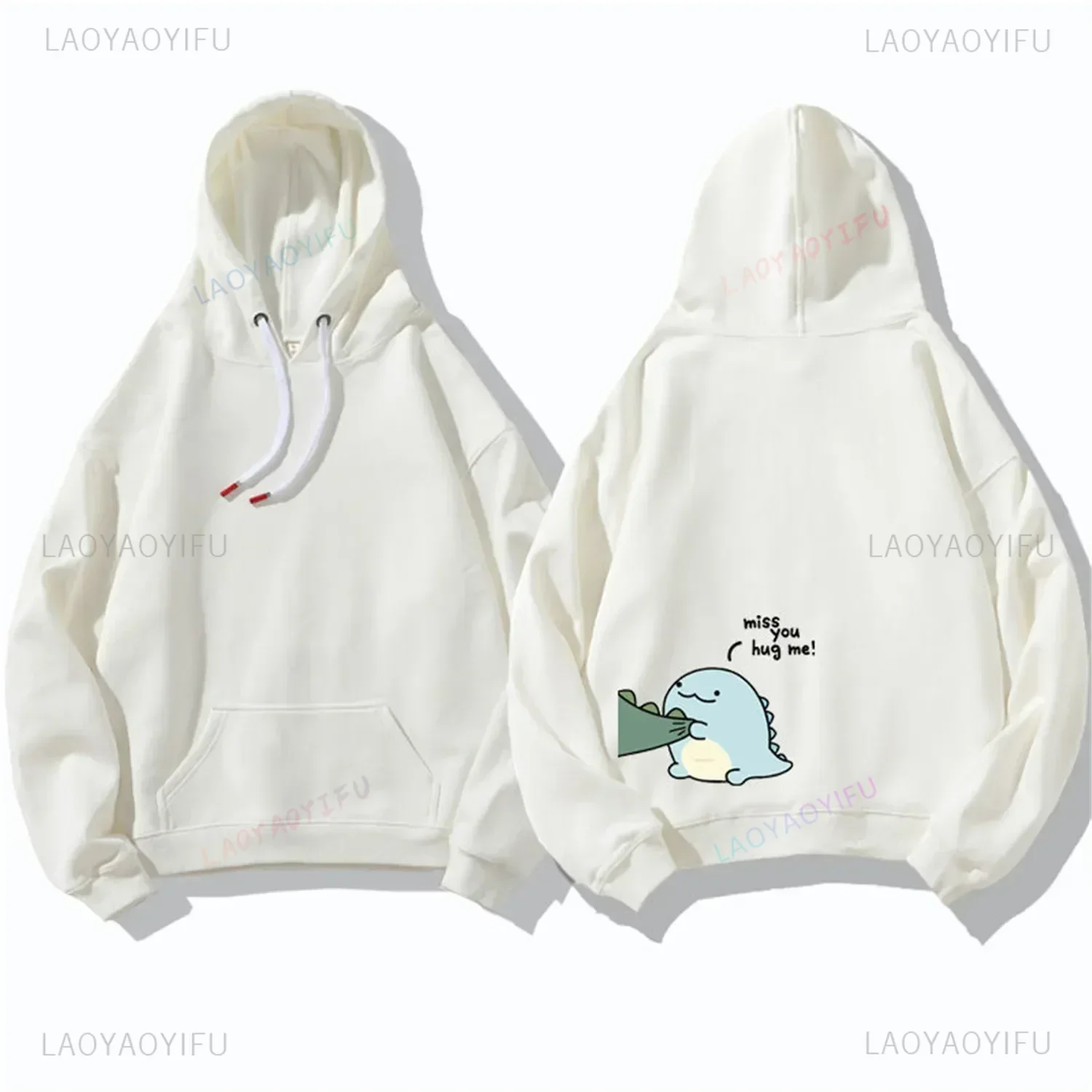 Couple Dinosaur Pullover Punk Korean Cartoon Print Hoodie Women Men Kawaii Anime Aesthetic Sweatshirt Autumn Winter Outerwear