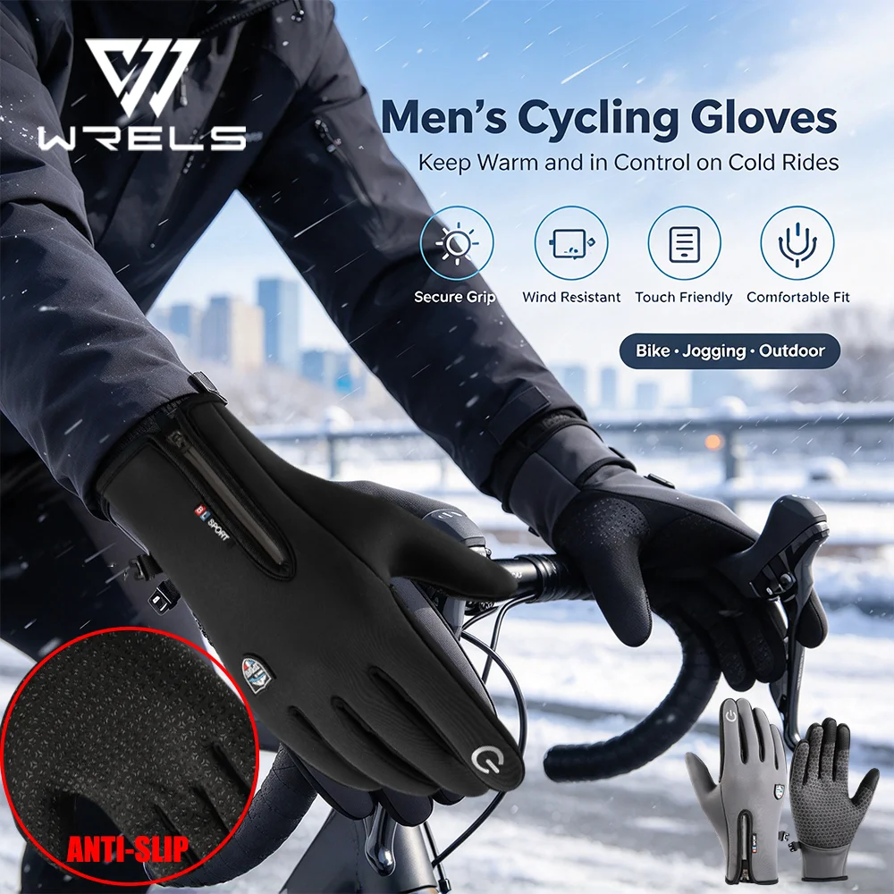 WRELS Winter Thermal Gloves Water Windproof Hand Wear Warm Touch Screen Gloves Non Slip Outdoor Running Cycling Skiing Gloves