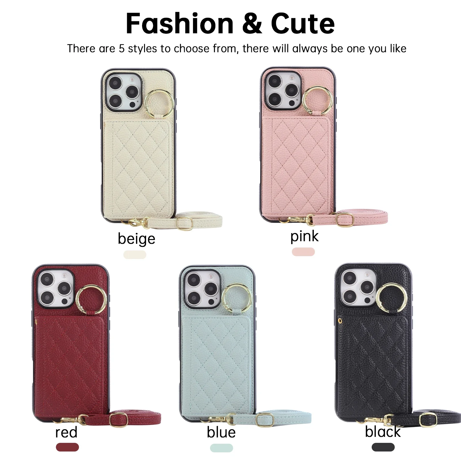 محفظة كروس مع حامل بطاقة حافظة هاتف جلدية لهاتف آيفون 17 Air 16E 17 16 15 14 13 12 11 Pro Max X XR 7 8 Plus غطاء حلقي #5