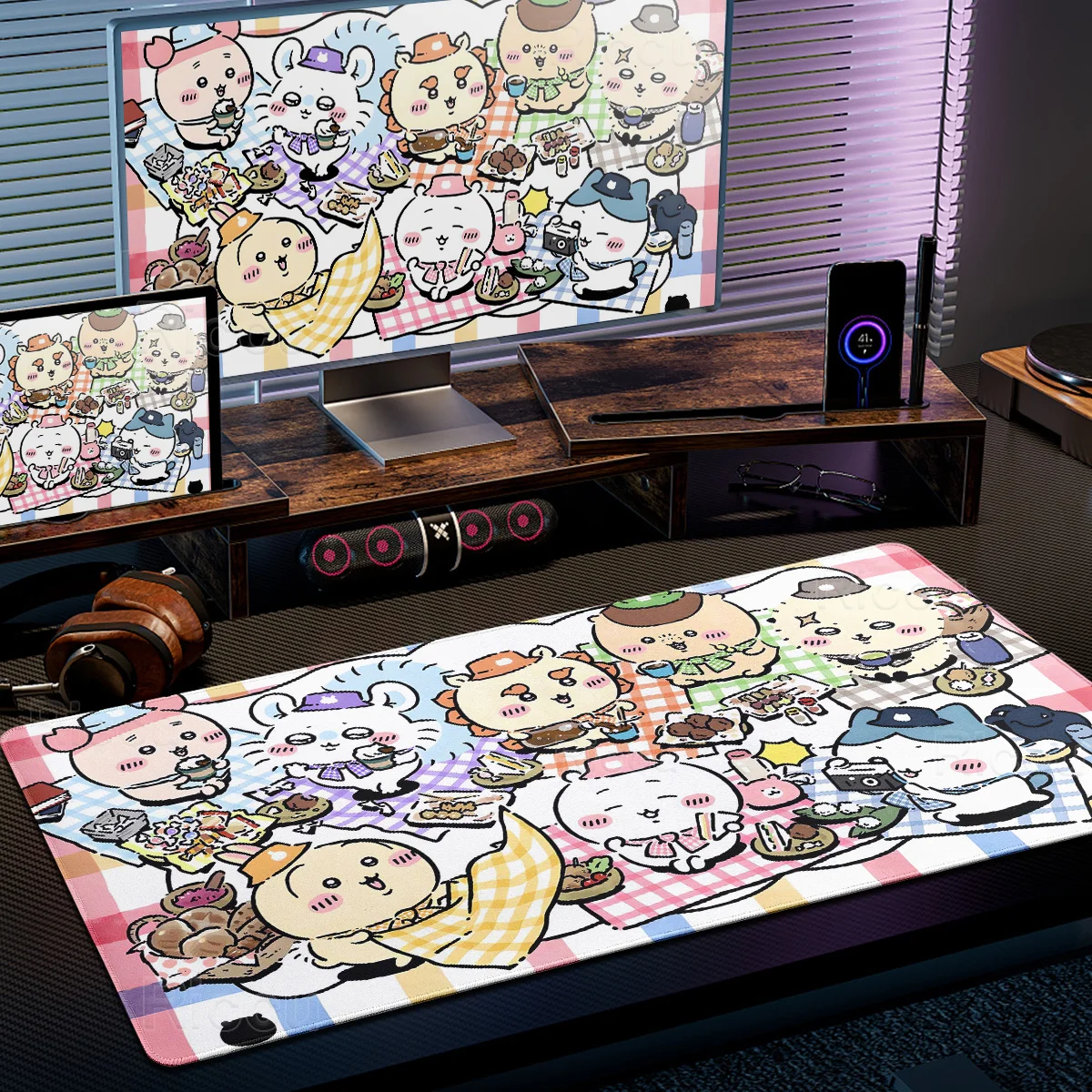 

Kawaii Chiikawa аниме коврик для мыши электронный спортивный настольный коврик с замком края ПК игровой компьютер большой замок край клавиатуры ковер для ноутбука