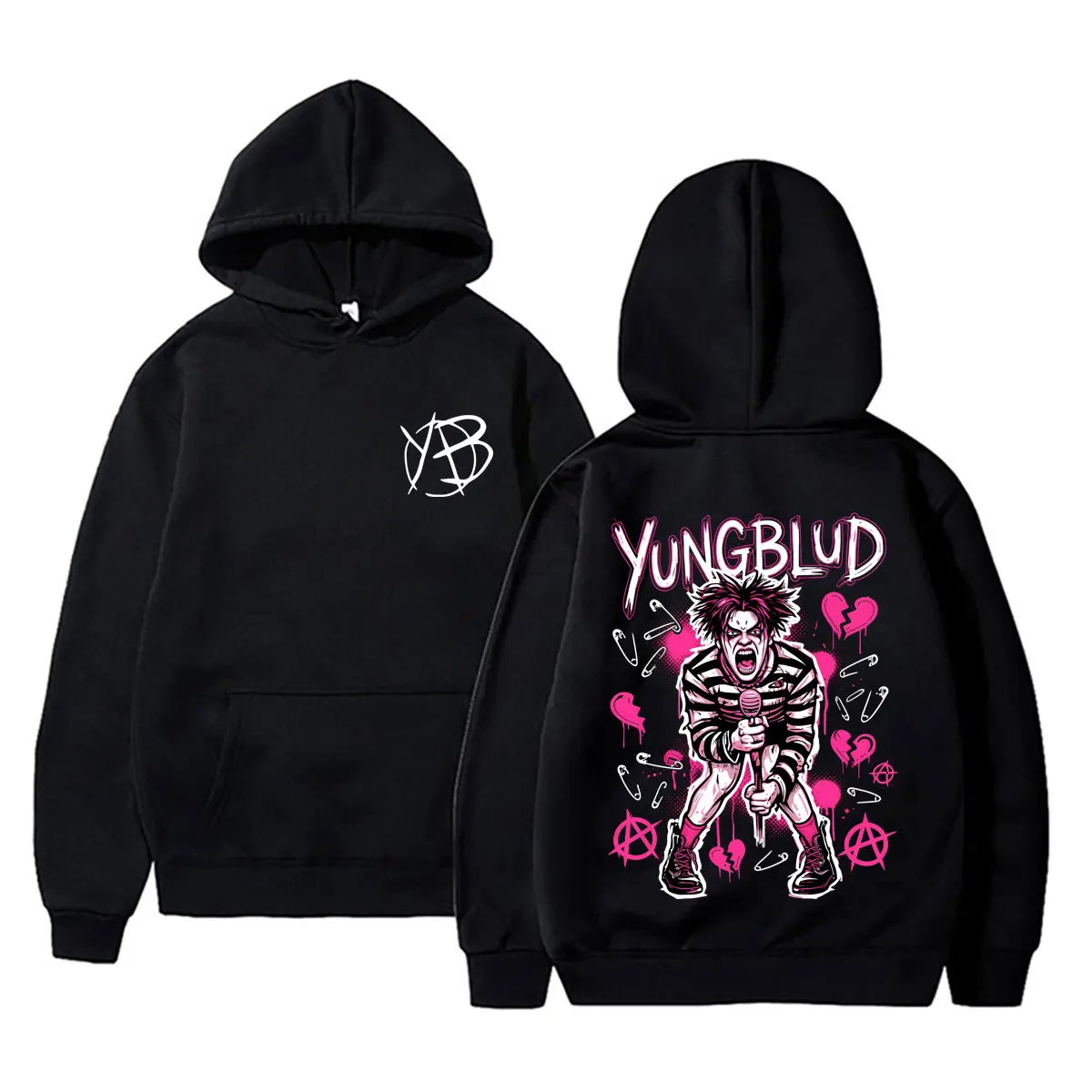 

Hot Singer Yungblud Black Hearts Club Hoodie Men Women Fashion Hip Hop Sweatshirt Men's Vintage Rock Oversized Pullover Hoodies