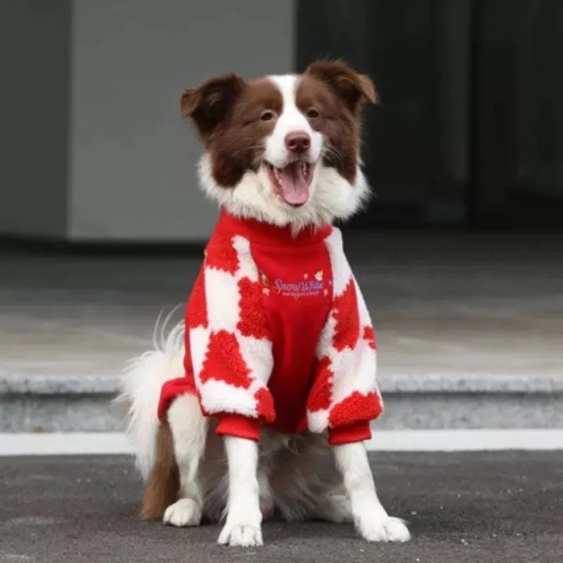 

Christmas Big Dog Clothes, Autumn and Winter Fleece Clothes, Golden Fur Border Collie, Labrador,German Shepherd,Medium and Large