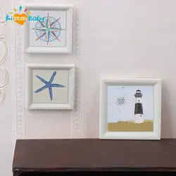 1:12 Miniature Mediterranean Mural Painting Framed Photos Dollhouse Accessories Resin Mini Wall Picture Dollhouse Kids Toys